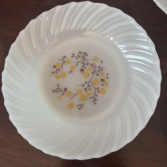 Vintage Termocrisa Milk Glass Brown Gold Harvest Flowers Mex Retro Dishes Set - Picture 3 of 13